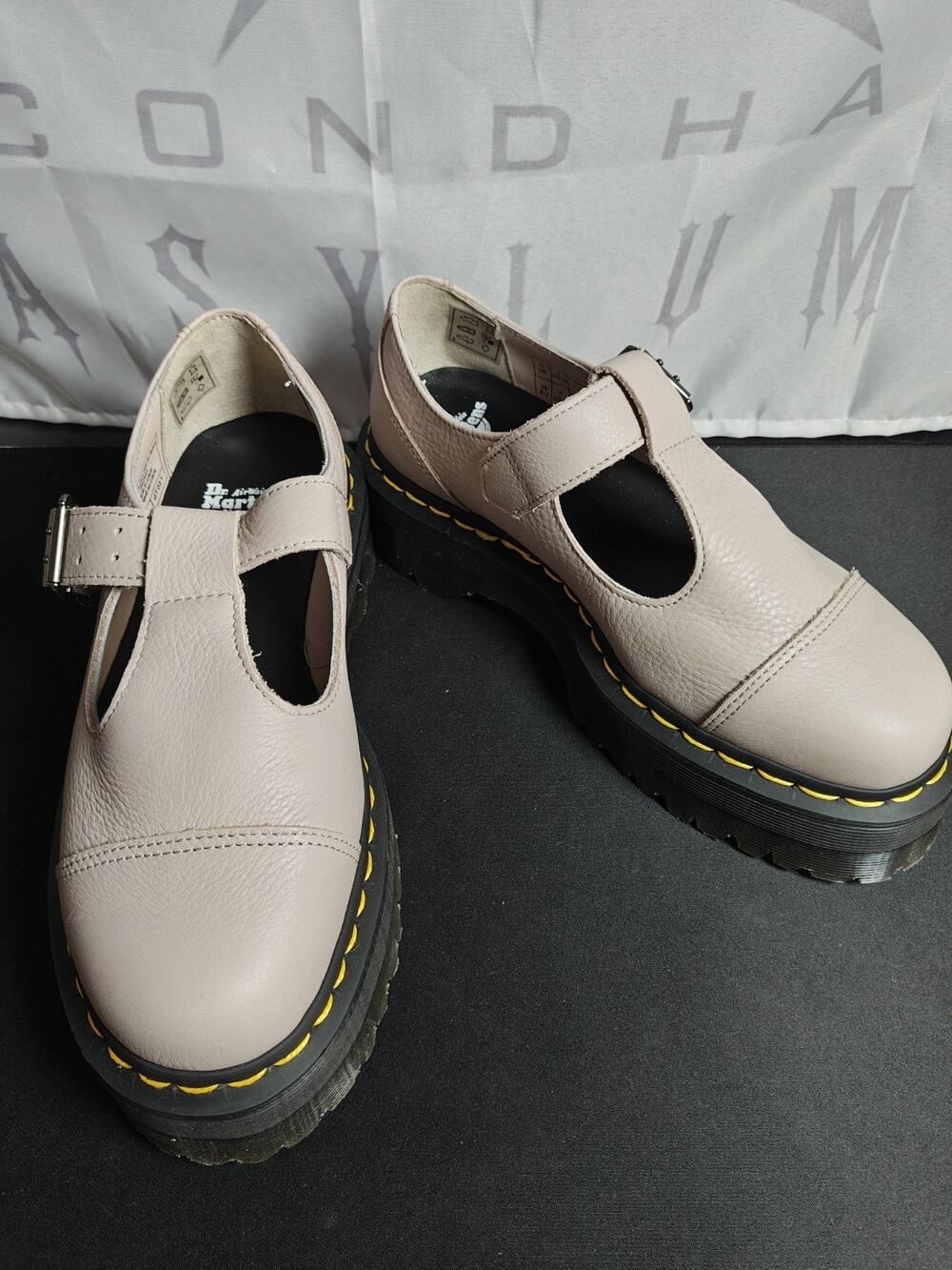 Doc Dr. Martens $170 Women's 7 Bethan Pisa Leather Platform Mary Jane Shoes NWOB